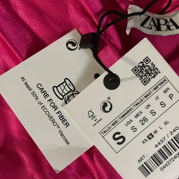 NWT hot pink satin midi wrap dress ZARA Barbiecore - Picture 12 of 12